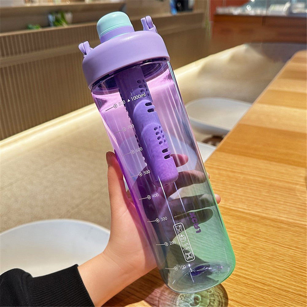 1000ml Gradient Color Drinking Cup Outdoor Portable Water Bottle with Tea Divider
