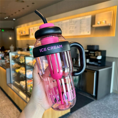 1200ml Water Bottles with Straw Tea Strainer PP+Silicone Bottle for Gym Outdoor Activities (No FDA, BPA-Free)