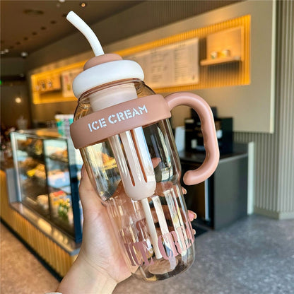 1200ml Water Bottles with Straw Tea Strainer PP+Silicone Bottle for Gym Outdoor Activities (No FDA, BPA-Free)