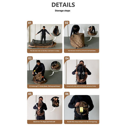 Single Person Quick Open Hiking Tent Outdoor Mosquito Proof Tactical Camping Shelter with Storage Bag