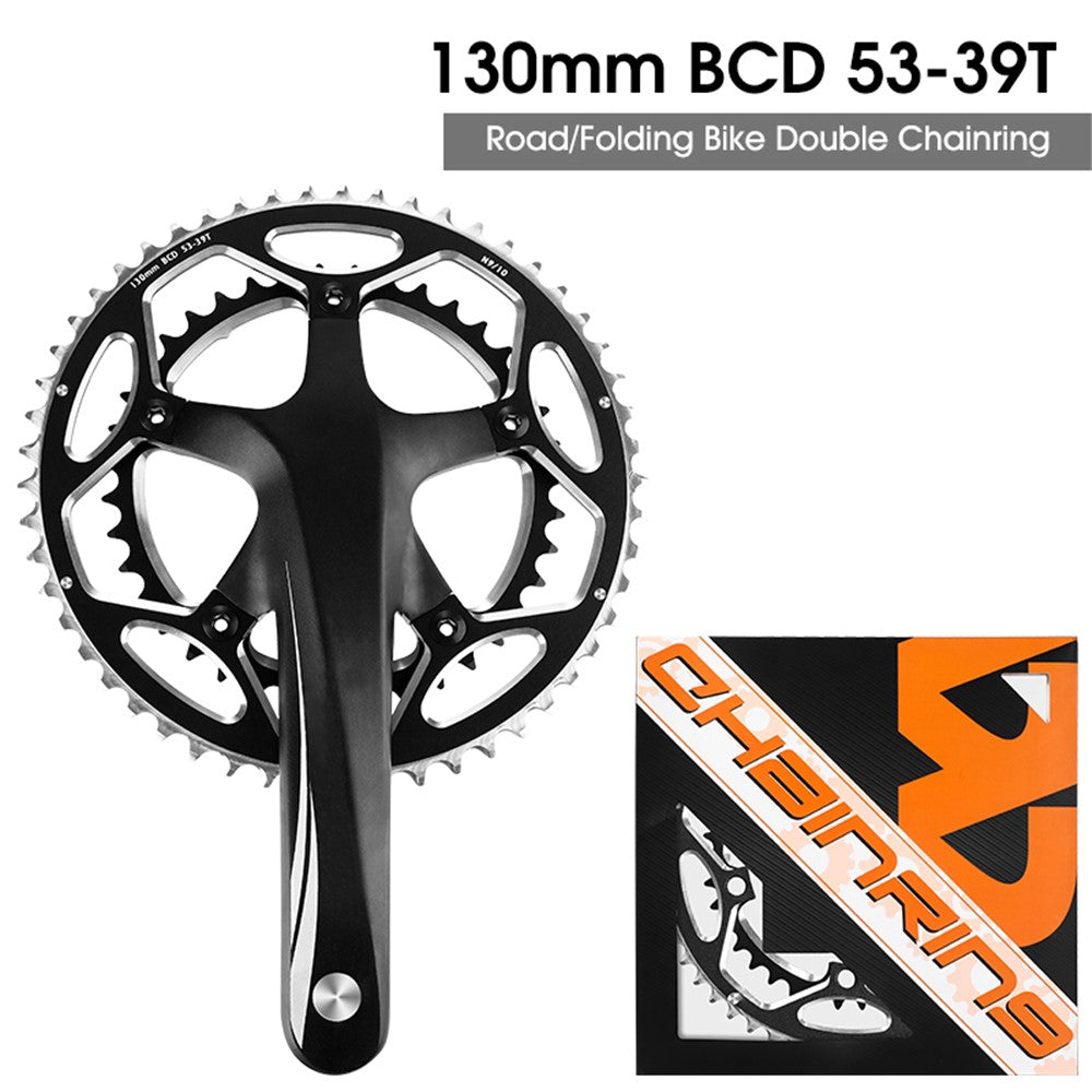 WEST BIKING YP0719272 Road Bike Chainring 130BCD 39T/53T Bicycle Aluminum Alloy Crankset Tooth Plate for 8/9/10/11 Speed Chain Wheel Double Crown