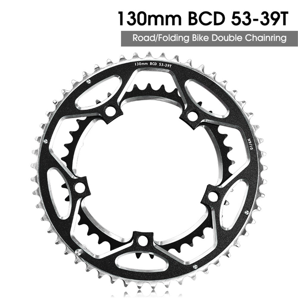 WEST BIKING YP0719272 Road Bike Chainring 130BCD 39T/53T Bicycle Aluminum Alloy Crankset Tooth Plate for 8/9/10/11 Speed Chain Wheel Double Crown