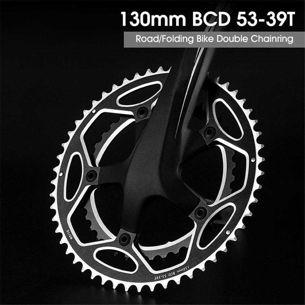 WEST BIKING YP0719272 Road Bike Chainring 130BCD 39T/53T Bicycle Aluminum Alloy Crankset Tooth Plate for 8/9/10/11 Speed Chain Wheel Double Crown