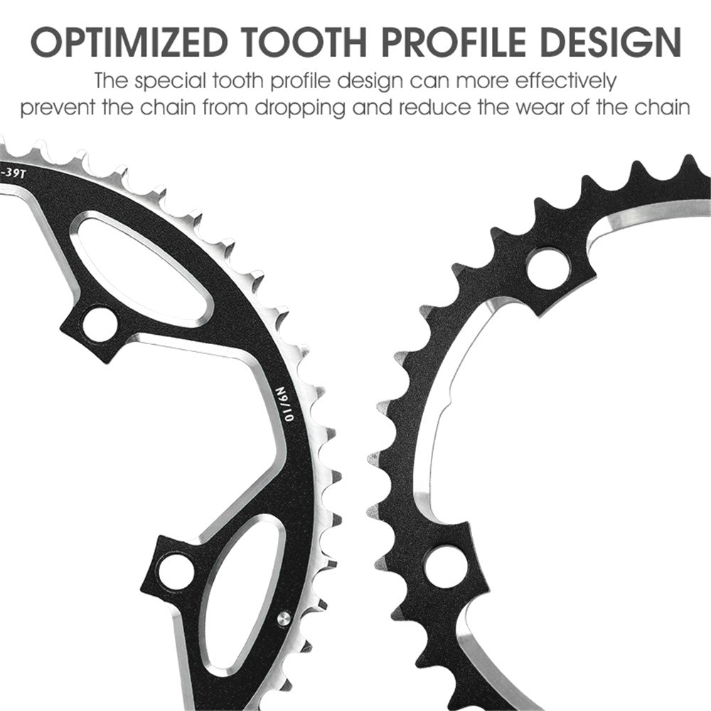 WEST BIKING YP0719272 Road Bike Chainring 130BCD 39T/53T Bicycle Aluminum Alloy Crankset Tooth Plate for 8/9/10/11 Speed Chain Wheel Double Crown