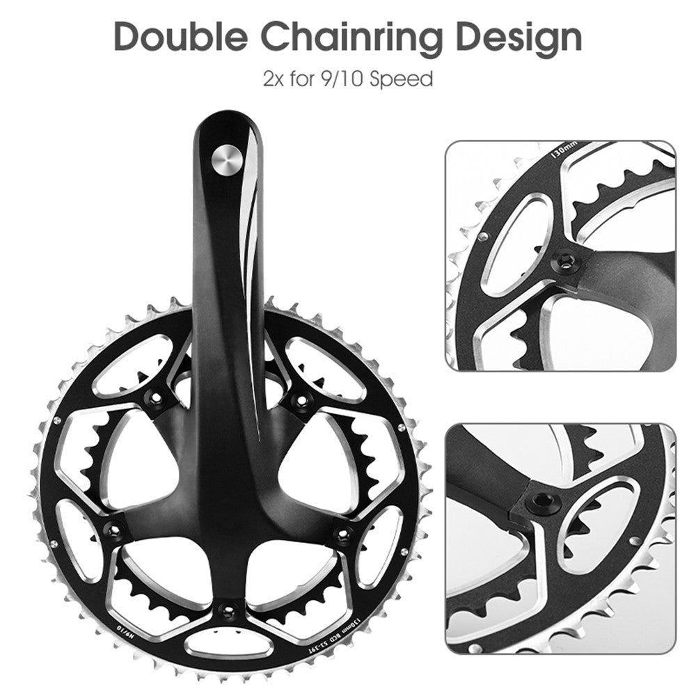 WEST BIKING YP0719272 Road Bike Chainring 130BCD 39T/53T Bicycle Aluminum Alloy Crankset Tooth Plate for 8/9/10/11 Speed Chain Wheel Double Crown