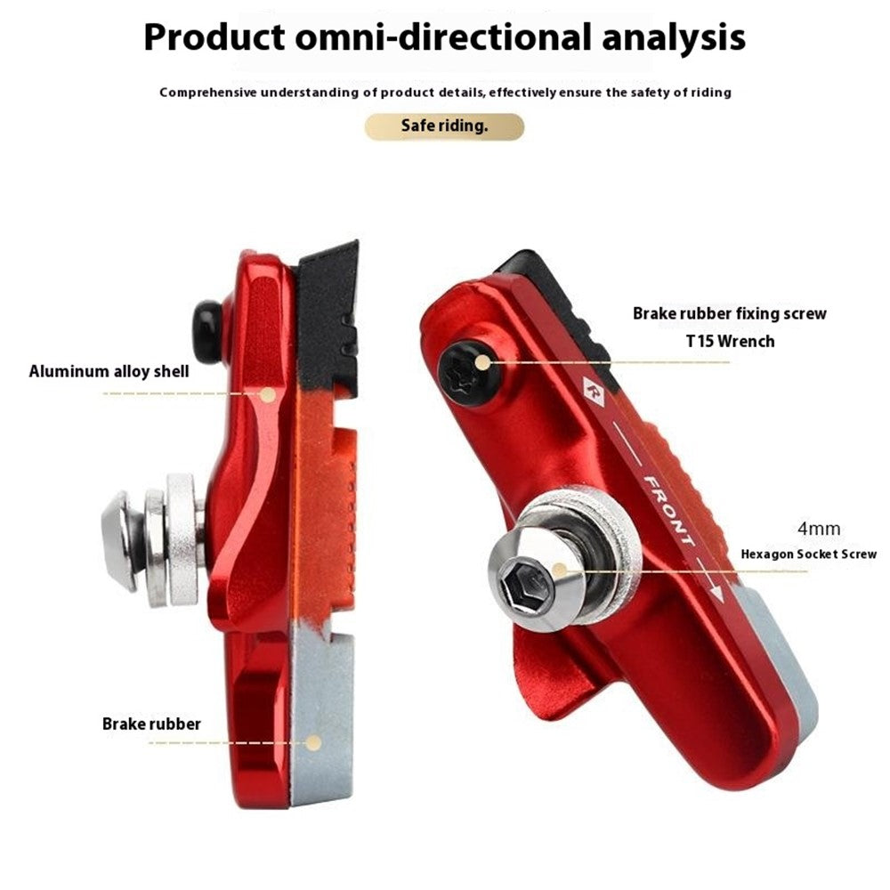 RIDERACE rn2200 1 Pair Aluminum Alloy + Rubber Mountain Road Bike C Brake Pads Braking Holder Shoes