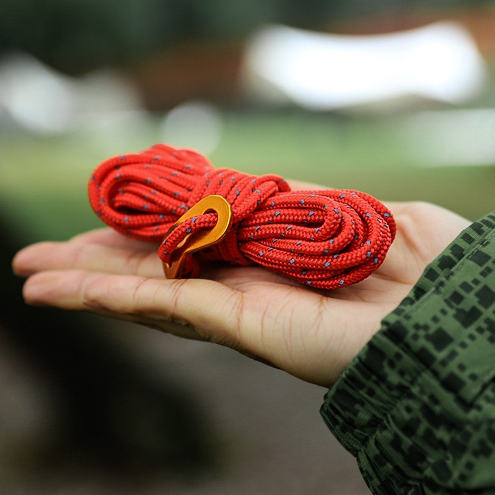 6 Bundles of Reflective Outdoor Camping Windproof Tent Rope 4mmx4m with Cord Tensioner for Fishing, Hiking, Backpacking, Emergency Rescue