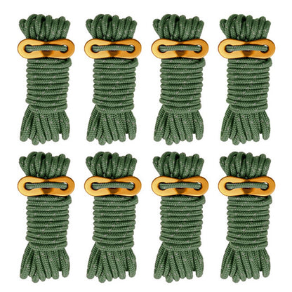 8 Bundles of Luminous Reflective Hiking Guyline High-Strength Outdoor Camping Adjustable Tent Rope with Aluminum Alloy Tensioner
