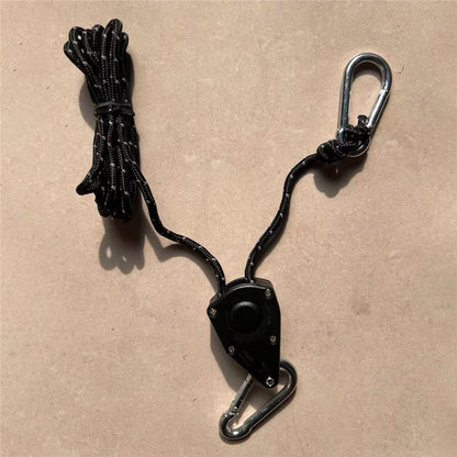 AOTU Adjustable Lanyard for Tent Fan Plant Lamp Rope Ratchet Hanger Lifting Pulley Hook Camping Buckle