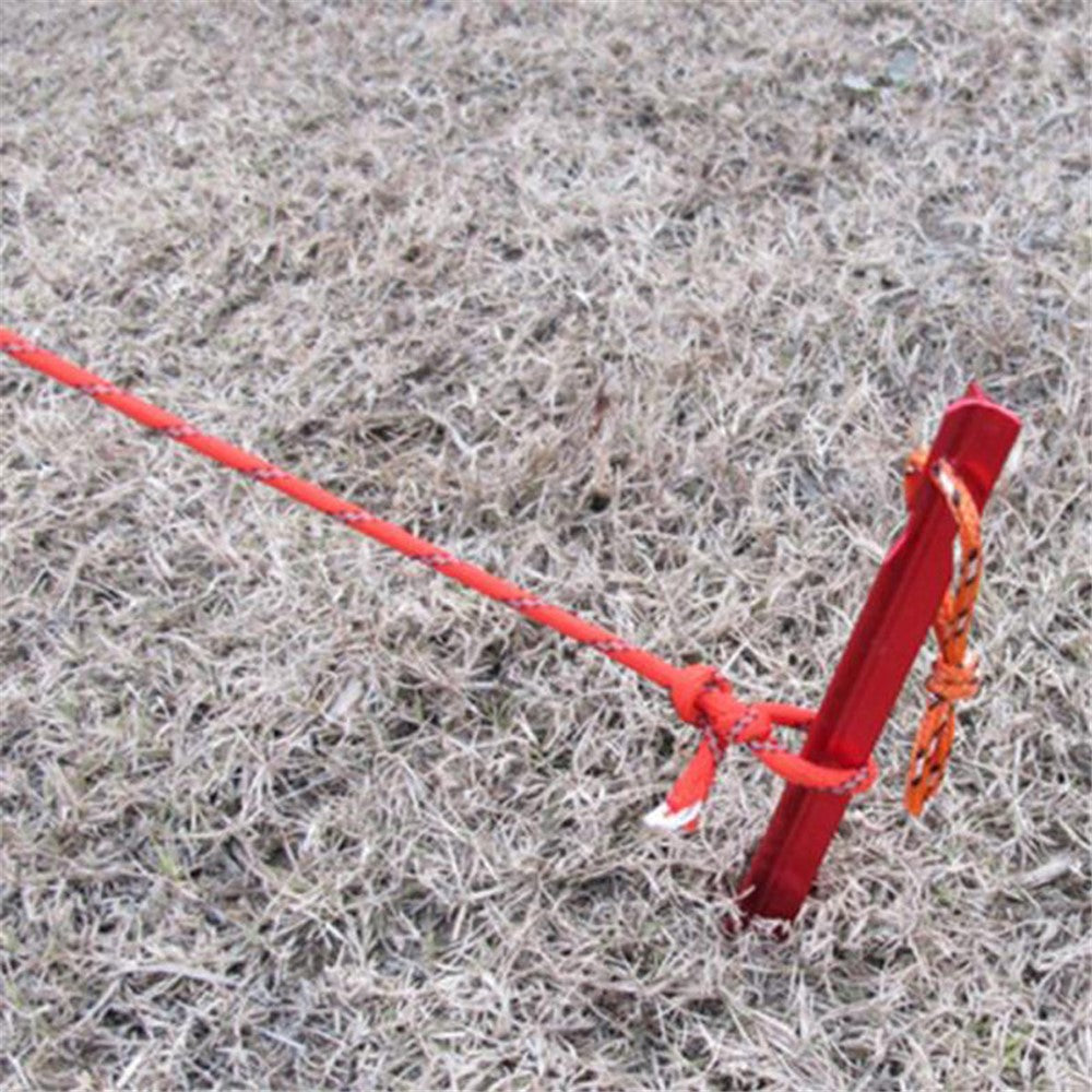 HALIN 4Pcs 18cm Aluminum Alloy Tent Stake Outdoor Camping Canopy Tarp Fixing Ground Pegs with Rope