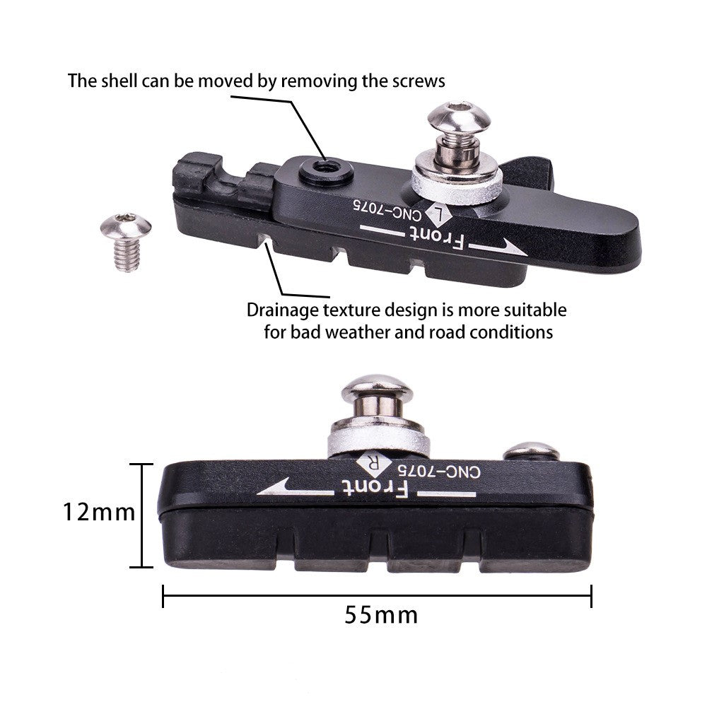 ZTTO 1 Pair Road Bike C-Brake Pad Aluminum Alloy Brake Block Bicycle Parts