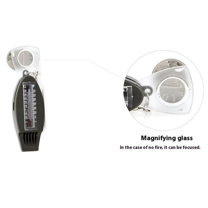 AOTU Multifunction 4 In 1 Survival Tool Whistle Compass Glass Magnifier Thermometer