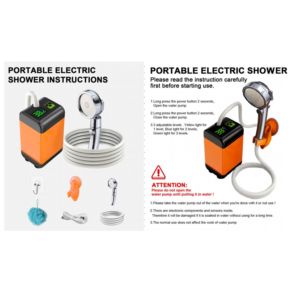 7800mAh Outdoor Camping Electric Shower with Smart Temperature Monitoring + 3 Spray Modes