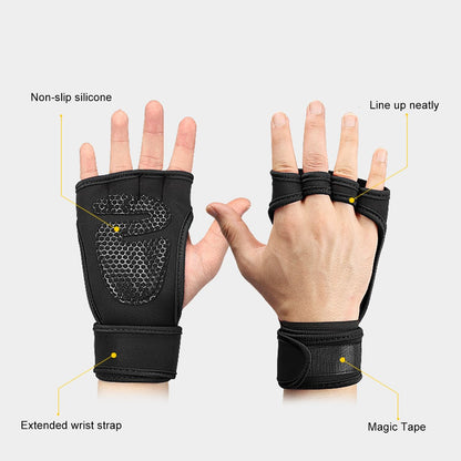 KYNCILOR A0051 One Pair Exercise Gloves Half Finger Workout Gloves Anti-slip Silicone Padding Palm for Weight Lifting, Powerlifting, Pull-Ups, Cross-Training, Riding
