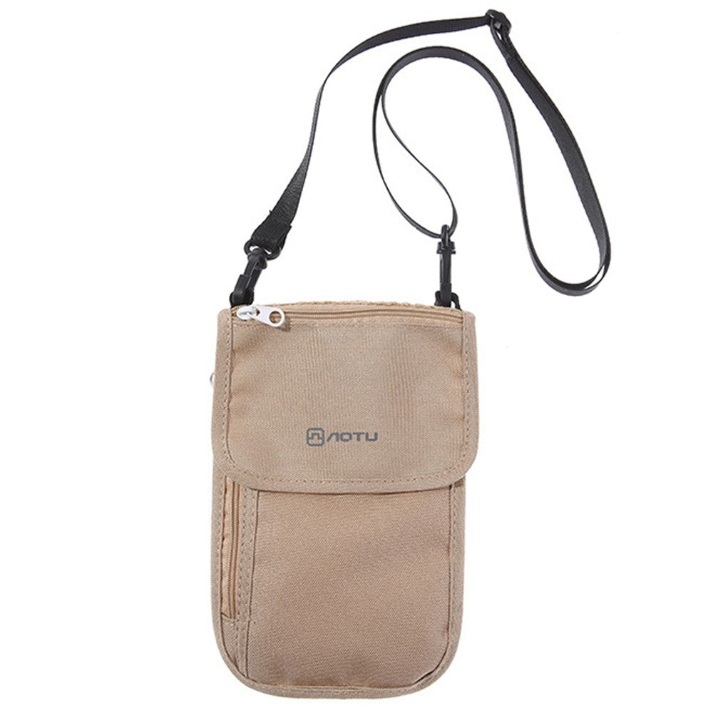AOTU AT6938 Nylon Phone Passport Cards Storage Bag Outdoor Neck Hanging Crossbody Bag