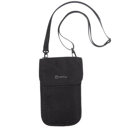 AOTU AT6938 Nylon Phone Passport Cards Storage Bag Outdoor Neck Hanging Crossbody Bag