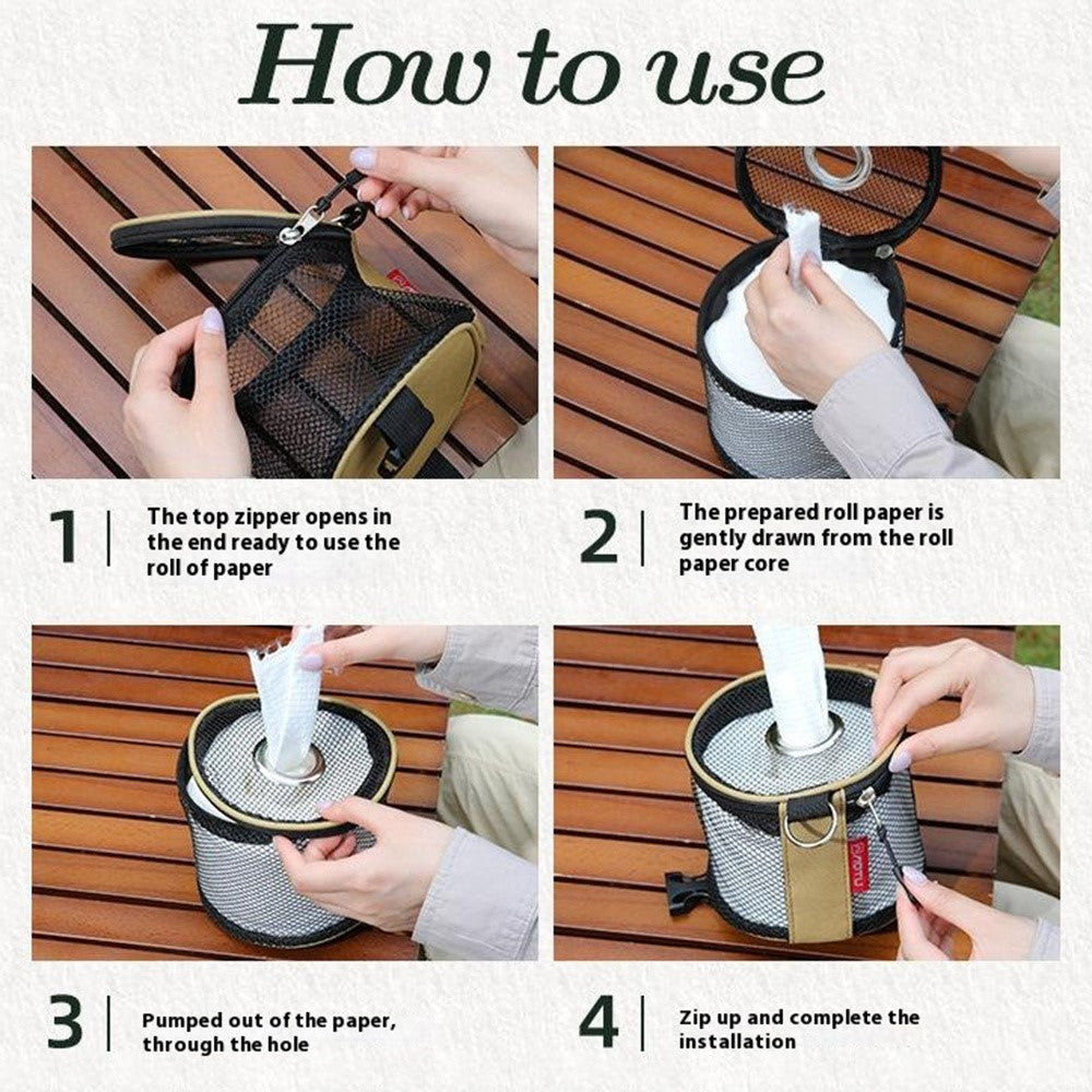 AOTU AT6948 Outdoor Camping Tissue Box Roll Paper Holder Mesh Storage Bag for Toilet Paper