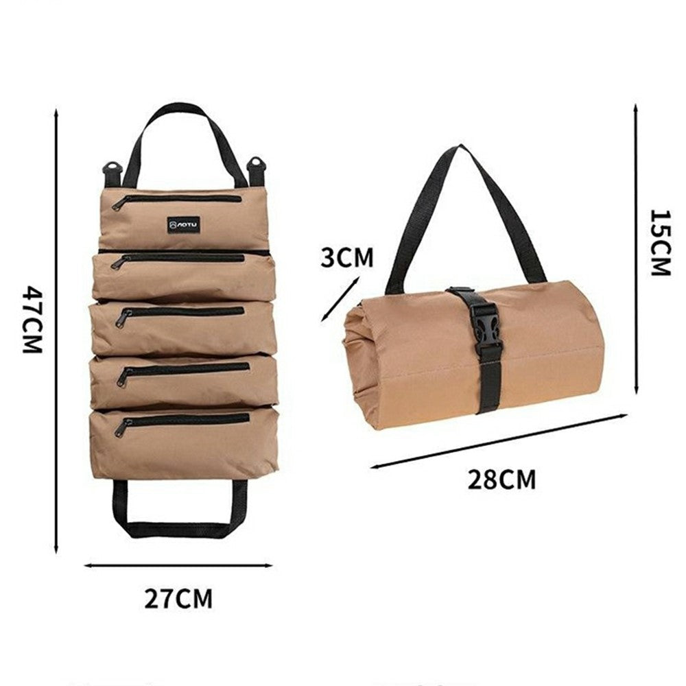 AOTU AT6944 Camping Tool Roll Bag Oxford Cloth Tools Organizer Roll Up Storage Pouch