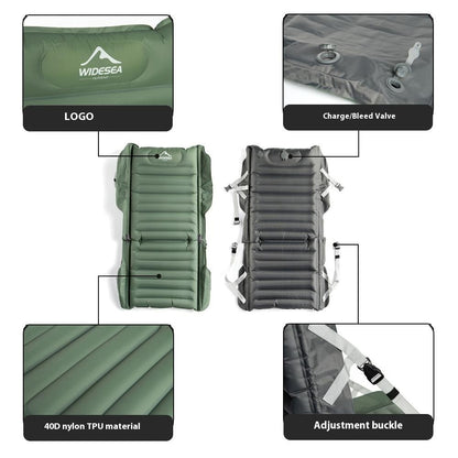 WIDESEA WSCM-200G Outdoor Inflatable Moistur-Proof Mat Folding Camping Cushion with Backrest