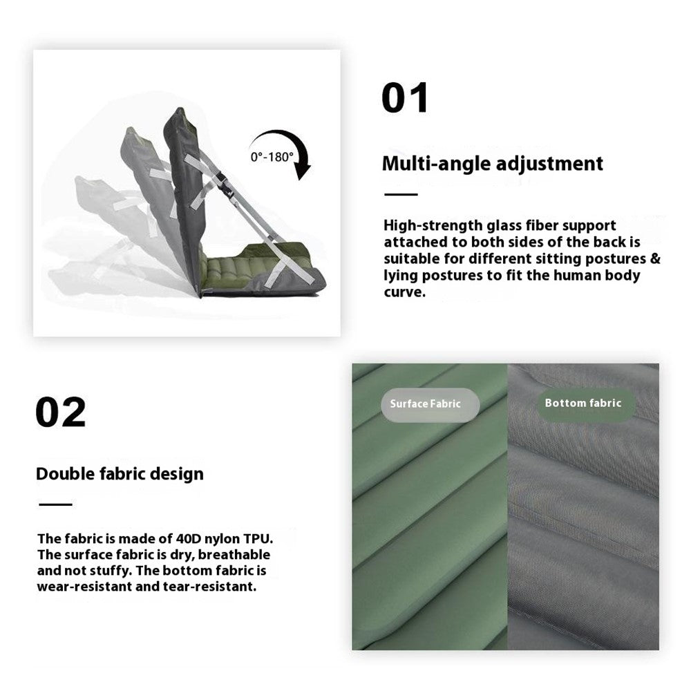 WIDESEA WSCM-200G Outdoor Inflatable Moistur-Proof Mat Folding Camping Cushion with Backrest