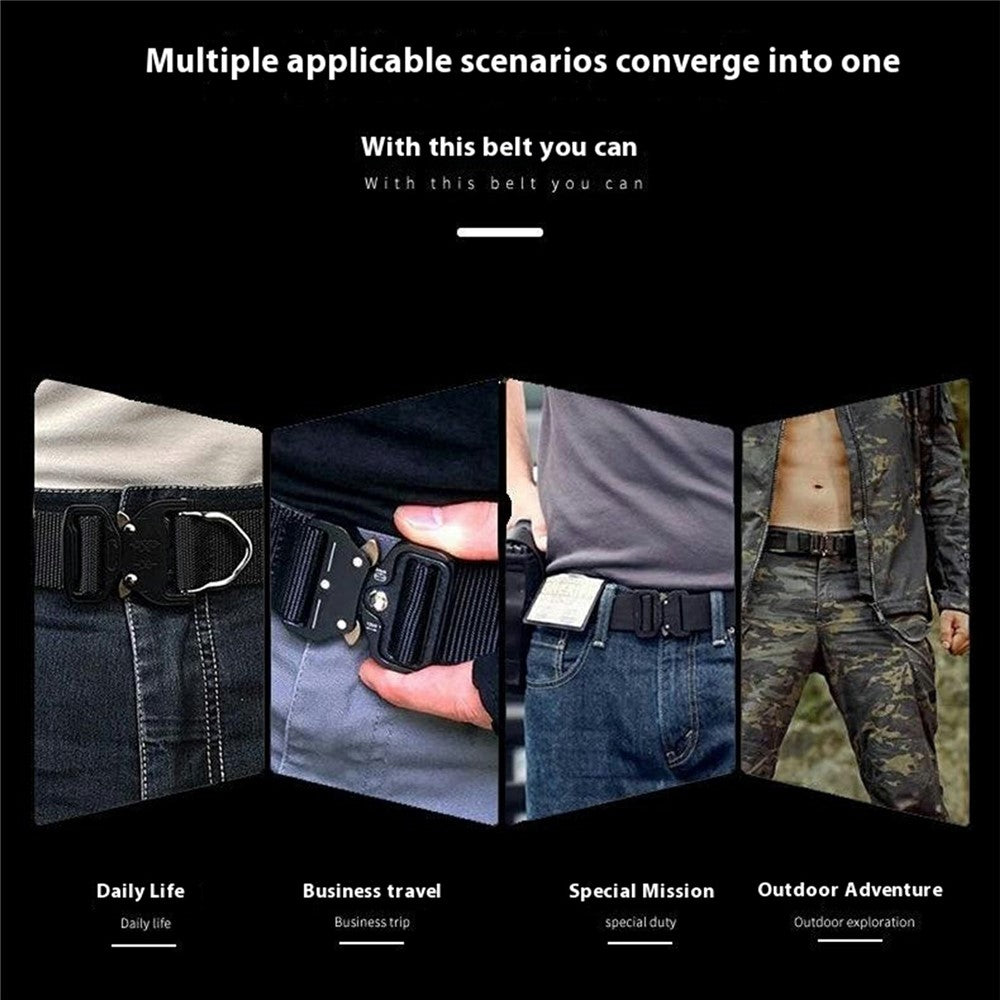 SN-P113 125x3.8cm Men's Nylon Web Tactical Belt Adjustable Work Belt with Zinc Alloy Buckle