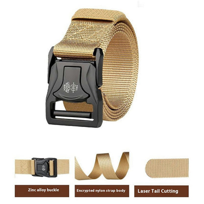 SN-P104 125x3.8cm Men's Nylon Webbing Belt Tactical Training Work Belt with Zinc Alloy Buckle