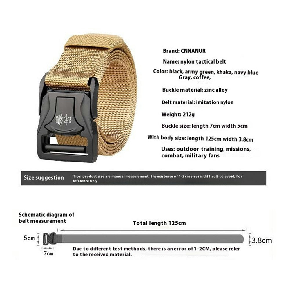 SN-P104 125x3.8cm Men's Nylon Webbing Belt Tactical Training Work Belt with Zinc Alloy Buckle