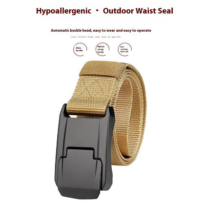 SN-P098 Men's Nylon Webbing Belt Wear-Resistant Work Belt with Auto-Locking Zinc Alloy Buckle