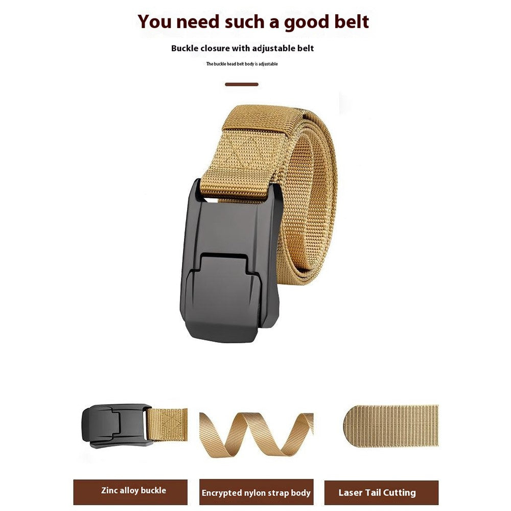 SN-P098 Men's Nylon Webbing Belt Wear-Resistant Work Belt with Auto-Locking Zinc Alloy Buckle
