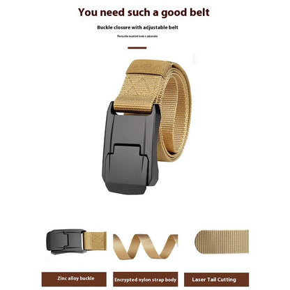 SN-P098 Men's Nylon Webbing Belt Wear-Resistant Work Belt with Auto-Locking Zinc Alloy Buckle