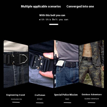 SN-P098 Men's Nylon Webbing Belt Wear-Resistant Work Belt with Auto-Locking Zinc Alloy Buckle