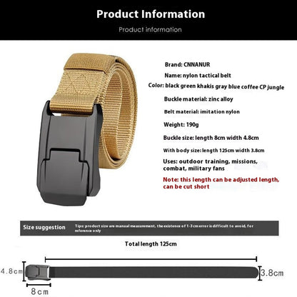 SN-P098 Men's Nylon Webbing Belt Wear-Resistant Work Belt with Auto-Locking Zinc Alloy Buckle
