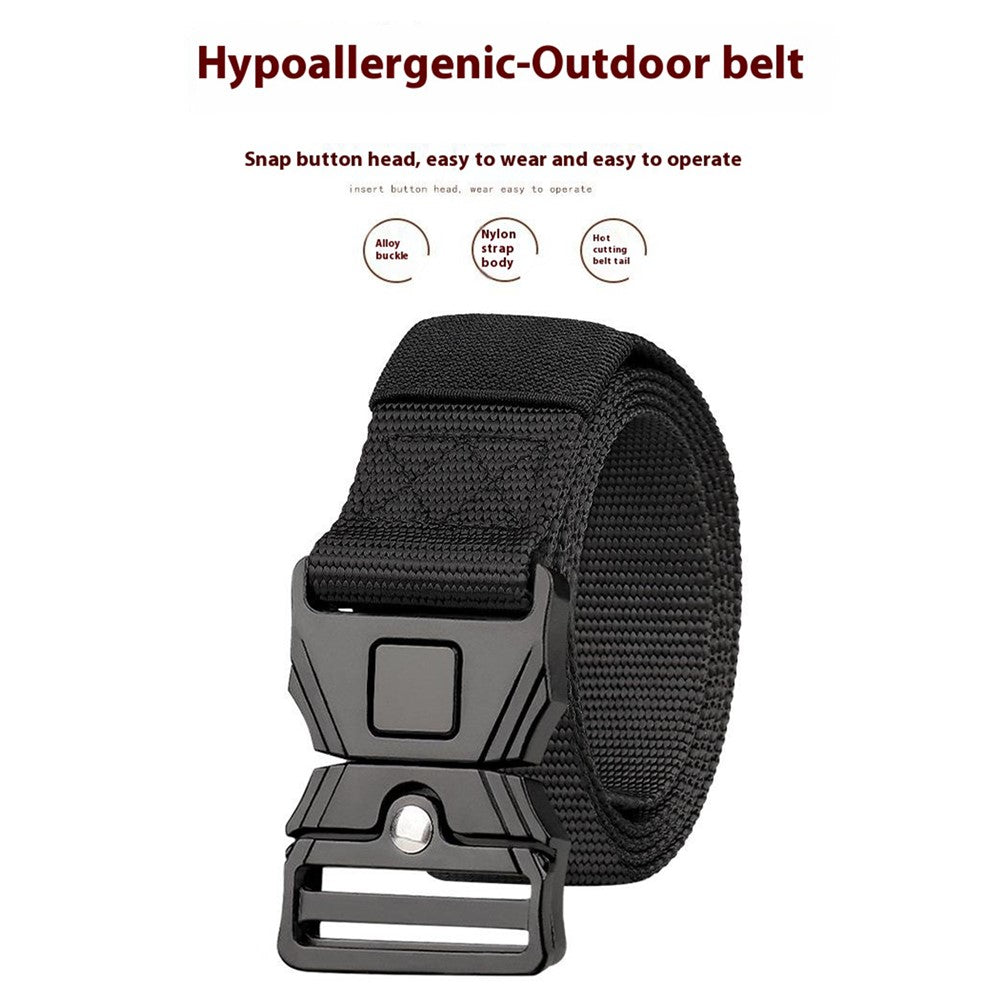 SN-P118 125x3.8cm Men's Nylon Webbing Belt Tactical Training Work Belt with Zinc Alloy Press-Type Buckle