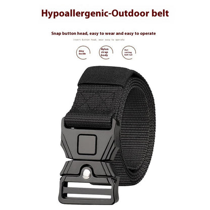 SN-P118 125x3.8cm Men's Nylon Webbing Belt Tactical Training Work Belt with Zinc Alloy Press-Type Buckle