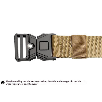 SN-P118 125x3.8cm Men's Nylon Webbing Belt Tactical Training Work Belt with Zinc Alloy Press-Type Buckle