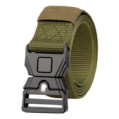 SN-P118 125x3.8cm Men's Nylon Webbing Belt Tactical Training Work Belt with Zinc Alloy Press-Type Buckle