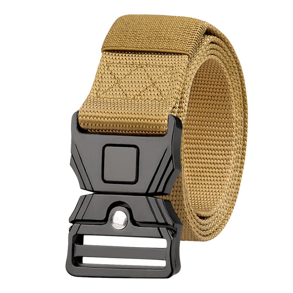 SN-P118 125x3.8cm Men's Nylon Webbing Belt Tactical Training Work Belt with Zinc Alloy Press-Type Buckle