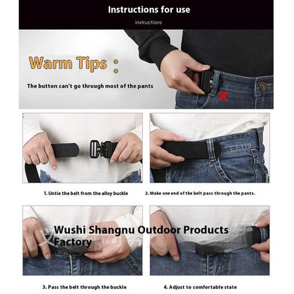 SN-P099 125x3.8cm Men's Nylon Web Tactical Belt Outdoor Work Belt with Zinc Alloy Buckle