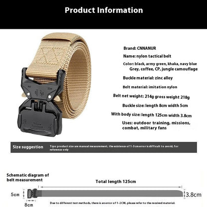 SN-P099 125x3.8cm Men's Nylon Web Tactical Belt Outdoor Work Belt with Zinc Alloy Buckle