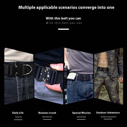 SN-P099 125x3.8cm Men's Nylon Web Tactical Belt Outdoor Work Belt with Zinc Alloy Buckle