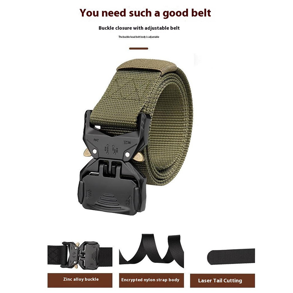 SN-P099 125x3.8cm Men's Nylon Web Tactical Belt Outdoor Work Belt with Zinc Alloy Buckle