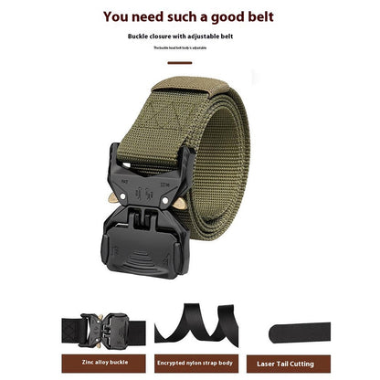 SN-P099 125x3.8cm Men's Nylon Web Tactical Belt Outdoor Work Belt with Zinc Alloy Buckle