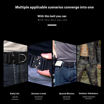 SN-074 Men's Nylon Webbing Belt Thickened Tactical Training Belt with Zinc Alloy Buckle