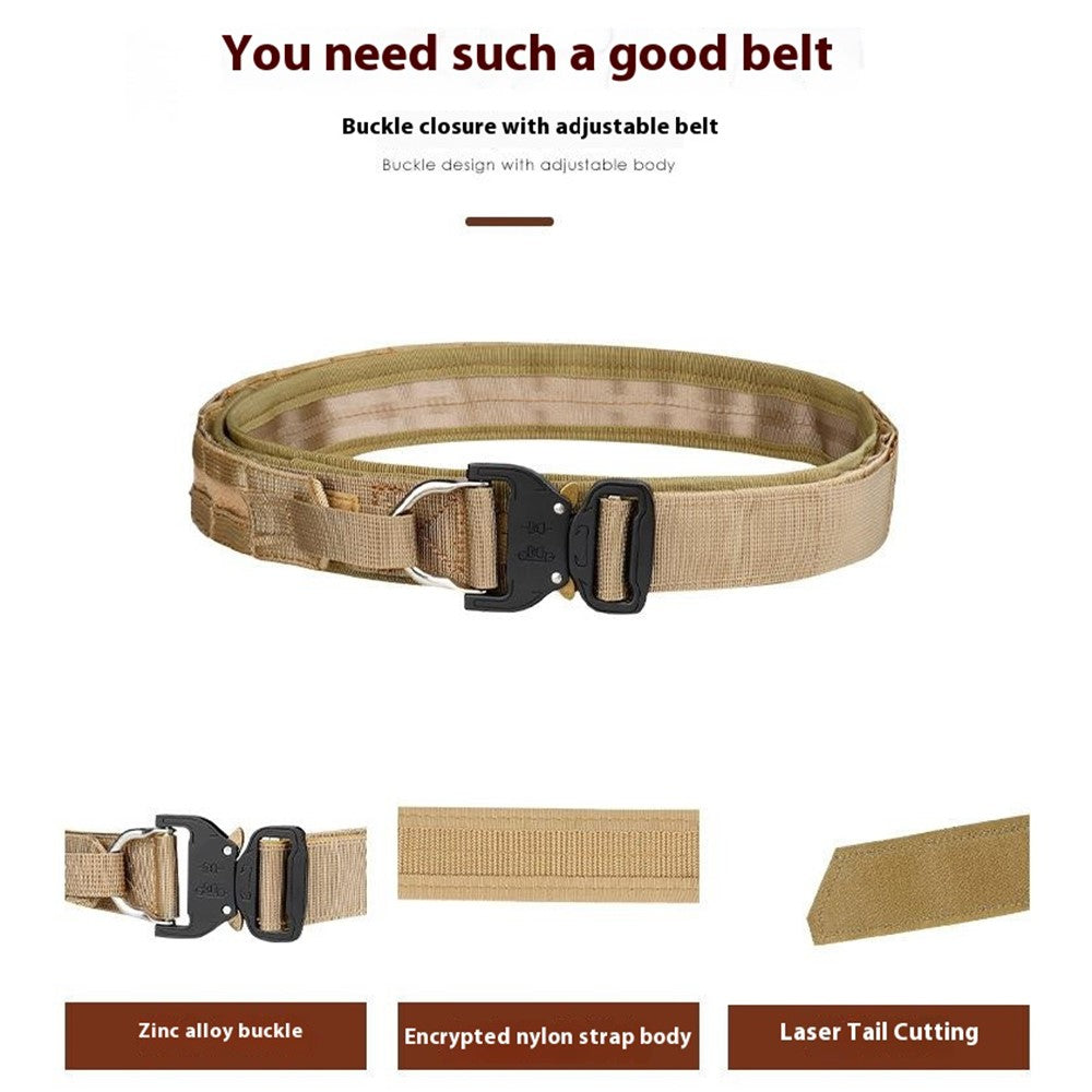 SN-074 Men's Nylon Webbing Belt Thickened Tactical Training Belt with Zinc Alloy Buckle