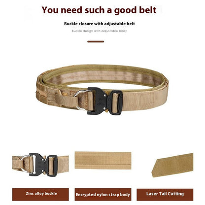 SN-074 Men's Nylon Webbing Belt Thickened Tactical Training Belt with Zinc Alloy Buckle