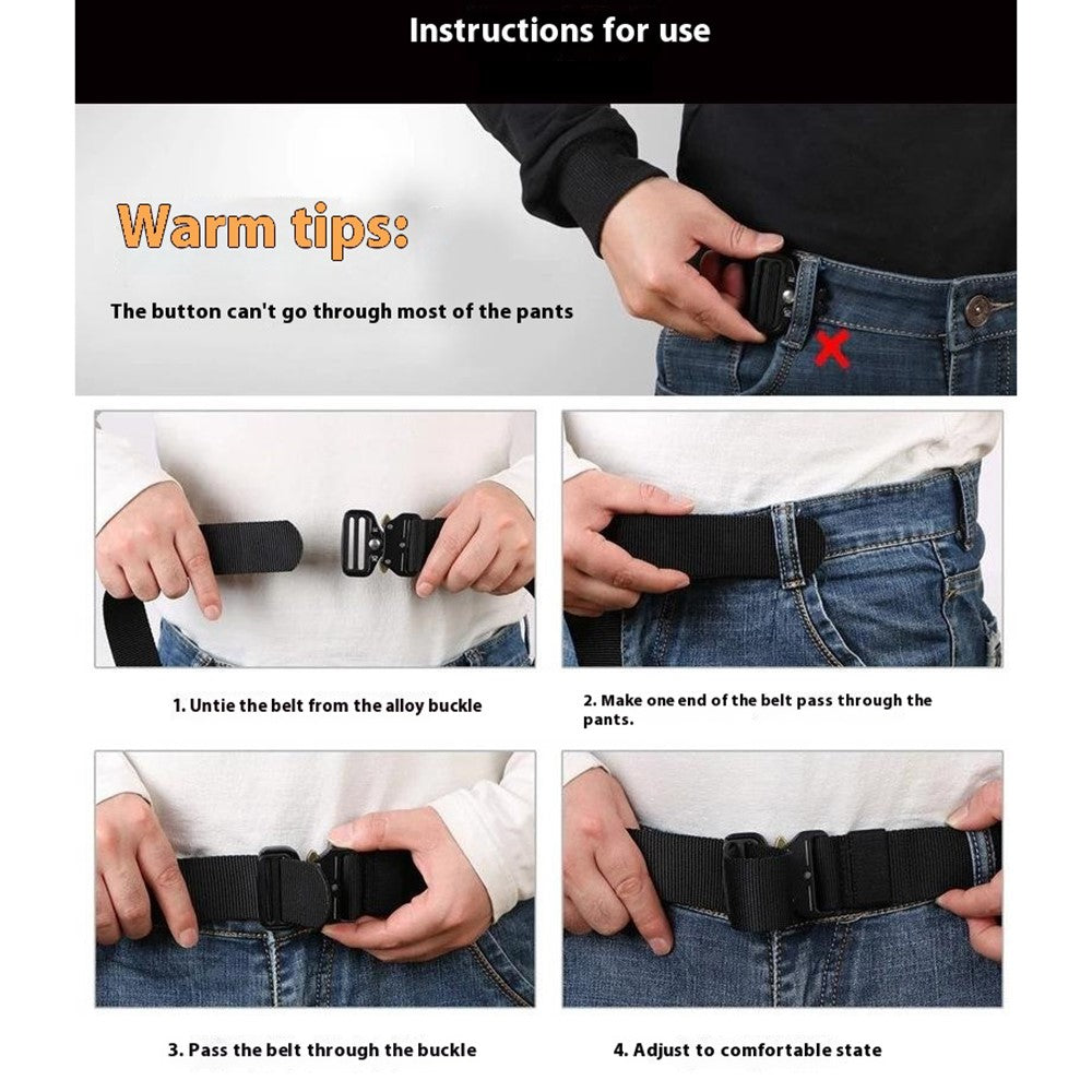 SN-074 Men's Nylon Webbing Belt Thickened Tactical Training Belt with Zinc Alloy Buckle