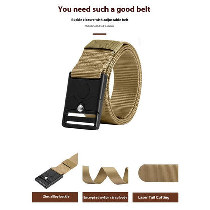 SN-P119 125x3.8cm Men's Nylon Webbing Belt Tactical Training Work Belt with Press-Type Zinc Alloy Buckle