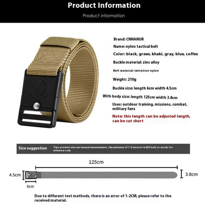 SN-P119 125x3.8cm Men's Nylon Webbing Belt Tactical Training Work Belt with Press-Type Zinc Alloy Buckle
