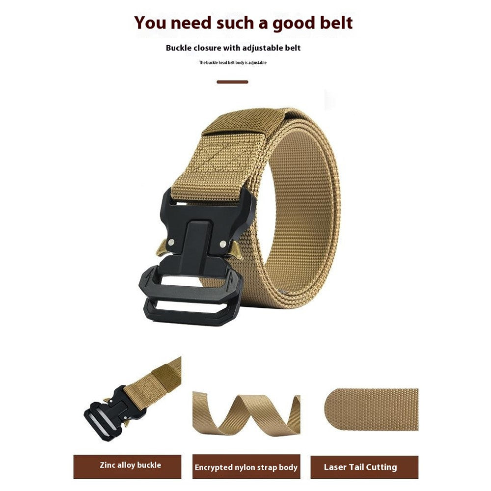SN-P120 125x3.8cm Men's Nylon Webbing Belt Tactical Training Work Belt with Zinc Alloy Buckle