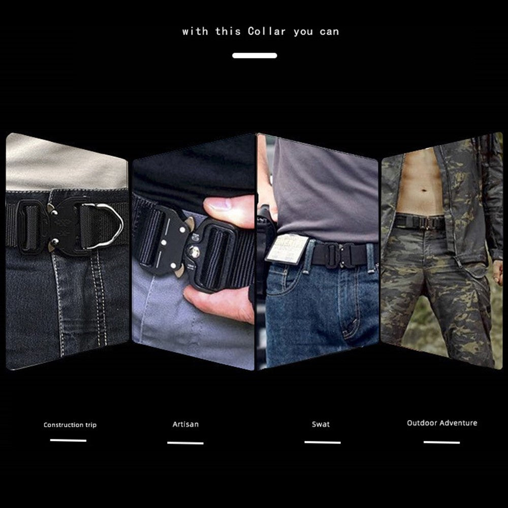 SN-032 100-135cm Oxford Cloth Webbing Belt Magic Tape Tactical Training Work Belt with Plastic Buckle